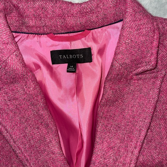 Talbots Raspberry-Pink Tweed Blazer with Gold Buttons - Picture 3 of 9